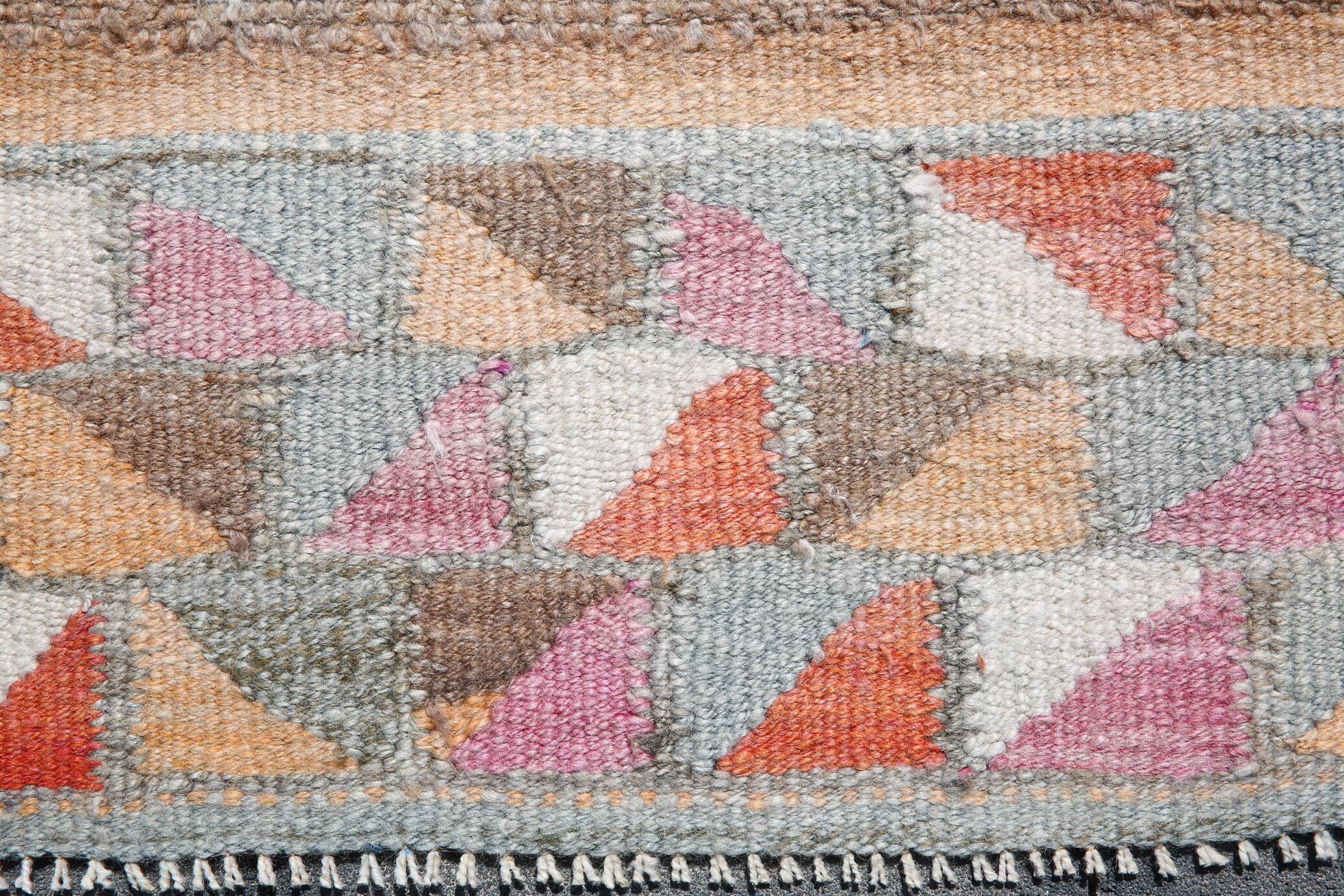 Colorful Vintage Runner Rug, Soft Pink Handmade Hallway Carpet, 82x334 Cm
