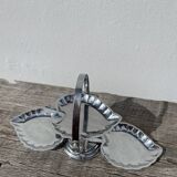 Présentoir raviers en métal argenté feuille