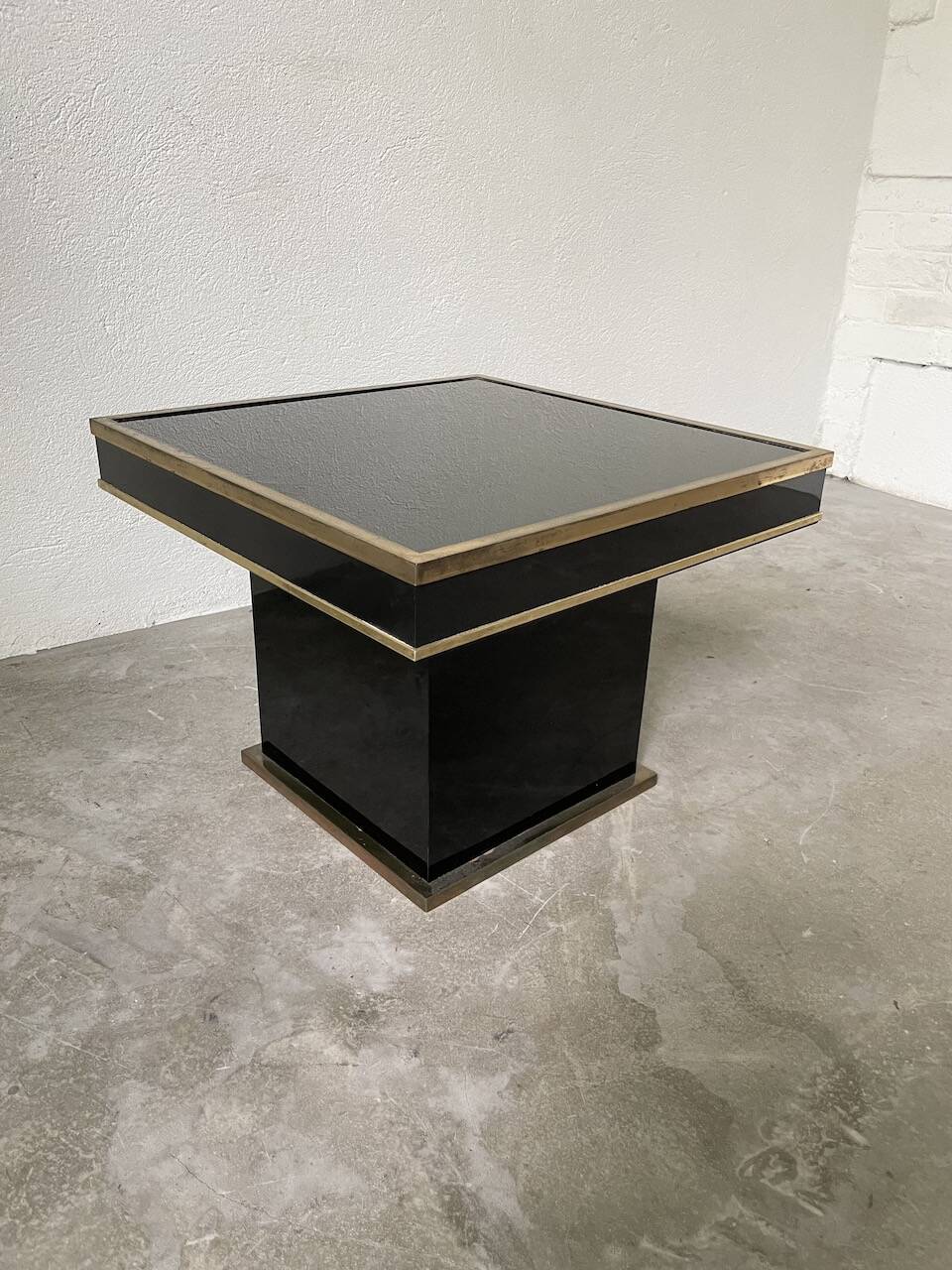 Black lacquer and brass console coffee table
