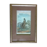 Gravure équestre dessin ancien amazone