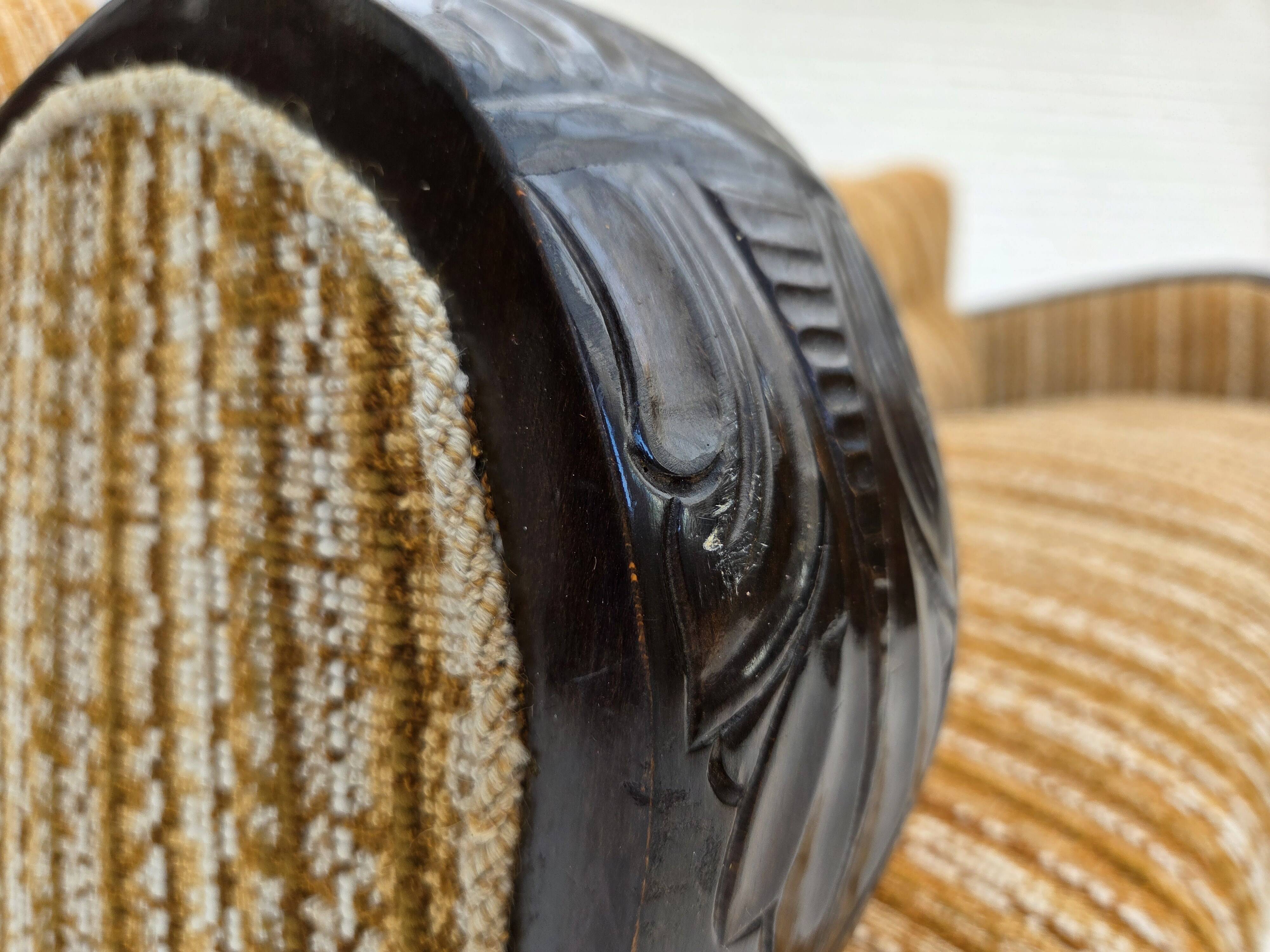 1960s, Danish 3-seater sofa, original, brown furniture wool, beech wood.