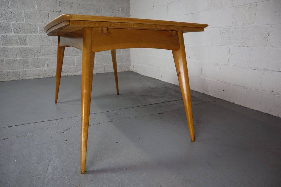 Vintage Scandinavian dining table made of Karelian birch