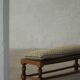 Danish oak footrest with hand-embroidered cushion and rattan seat, baroque, 1940s.