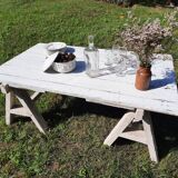 Coffee table on old trestles