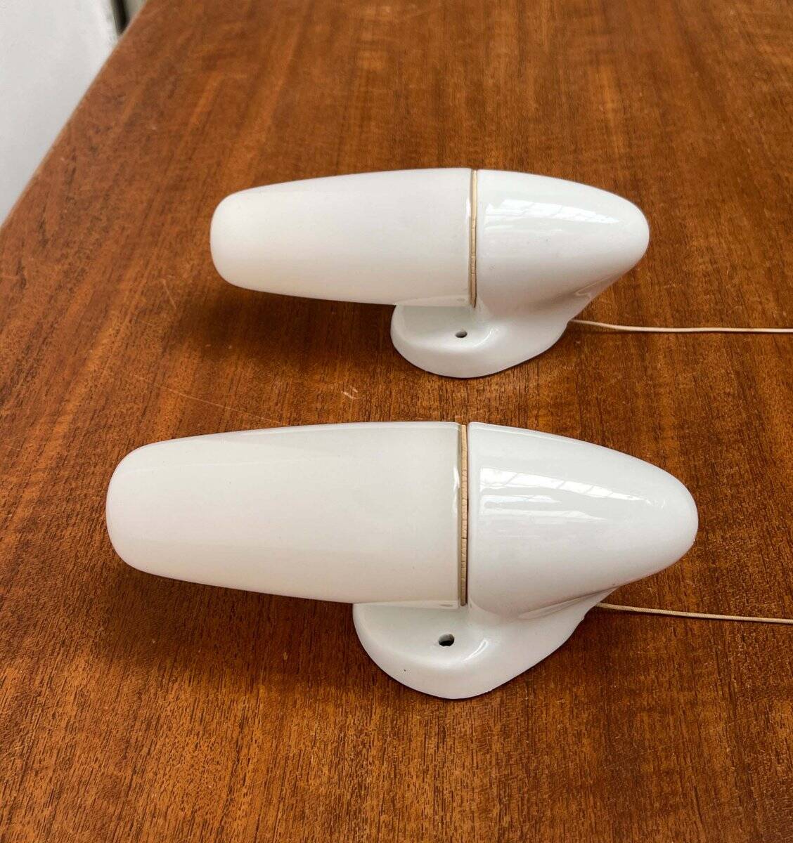 Mid-Century Modern German Ceramic 6065 Sconce by Wilhelm Wagenfeld for Lindner, 1950s, Set of 2