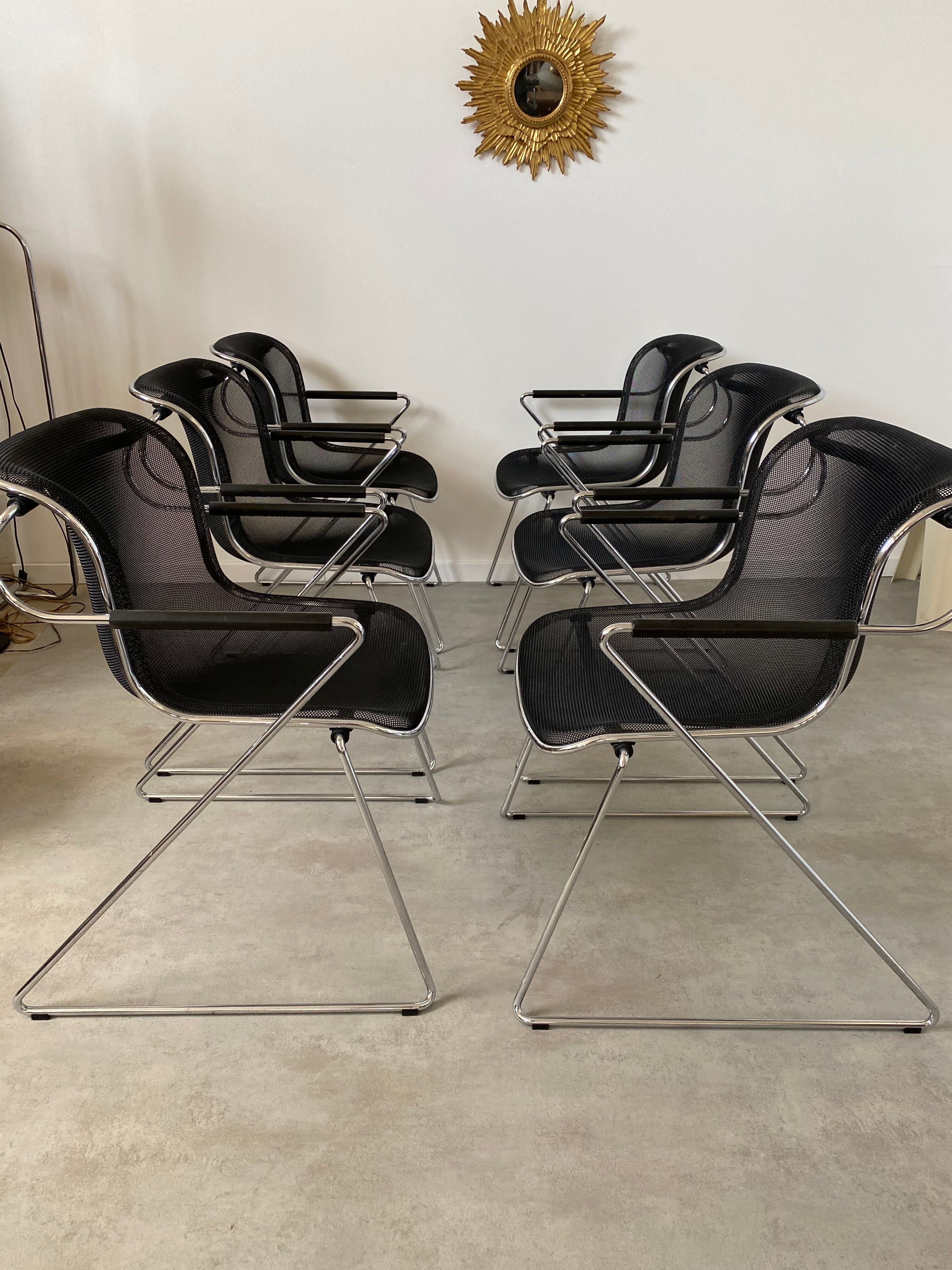 Set of 6 chairs "Penelope" by Charles Pollock for Castelli design year 1980