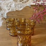 Textured Amber Glass Lemonade Glasses