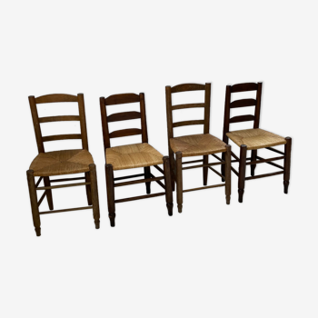 4 chaises paille mobilier chalet