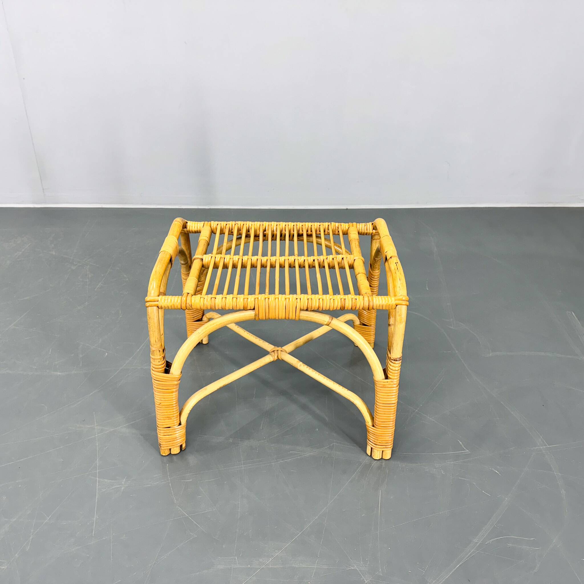 Mid Century Rattan Stool, Czechoslovakia