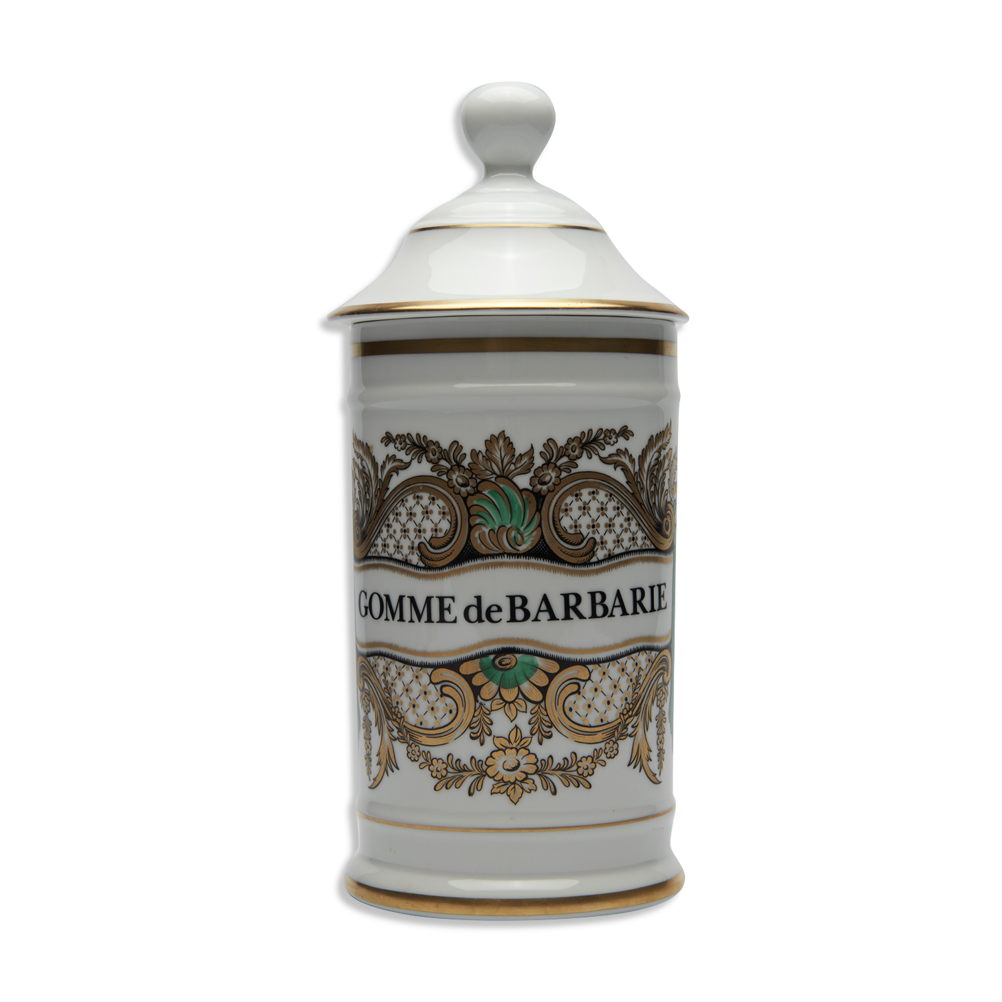 Pharmacy jar "Gum of Barbary", in Limoges porcelain