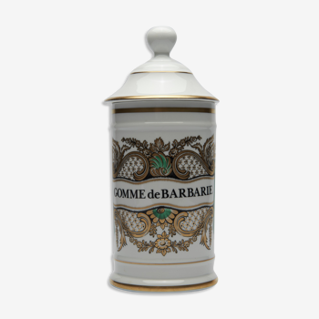 Pharmacy jar "Gum of Barbary", in Limoges porcelain