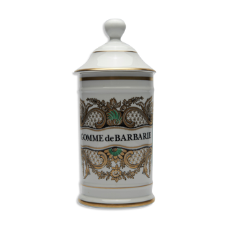 Pot à pharmacie "Gomme de Barbarie",  en porcelaine de Limoges