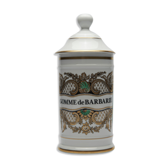 Pharmacy jar "Gum of Barbary", in Limoges porcelain