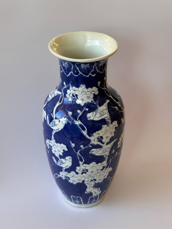 Vase chinois bleu et blanc en porcelaine Printemps Chinois