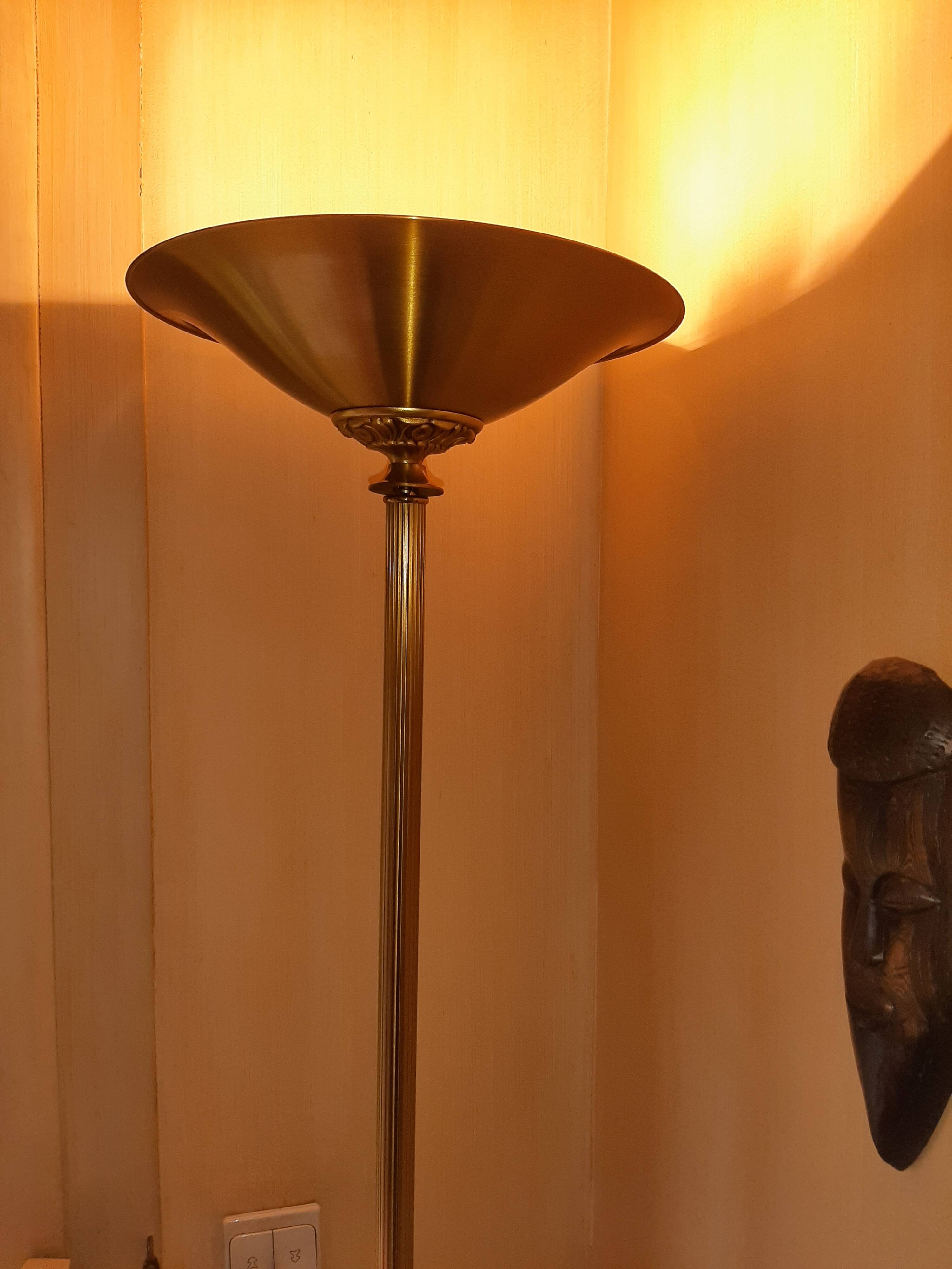 Halogen gilded bronze floor lamp Louis XVI Lucien Gau