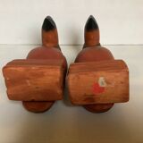 Pair of wooden zoomorphic bird bookends