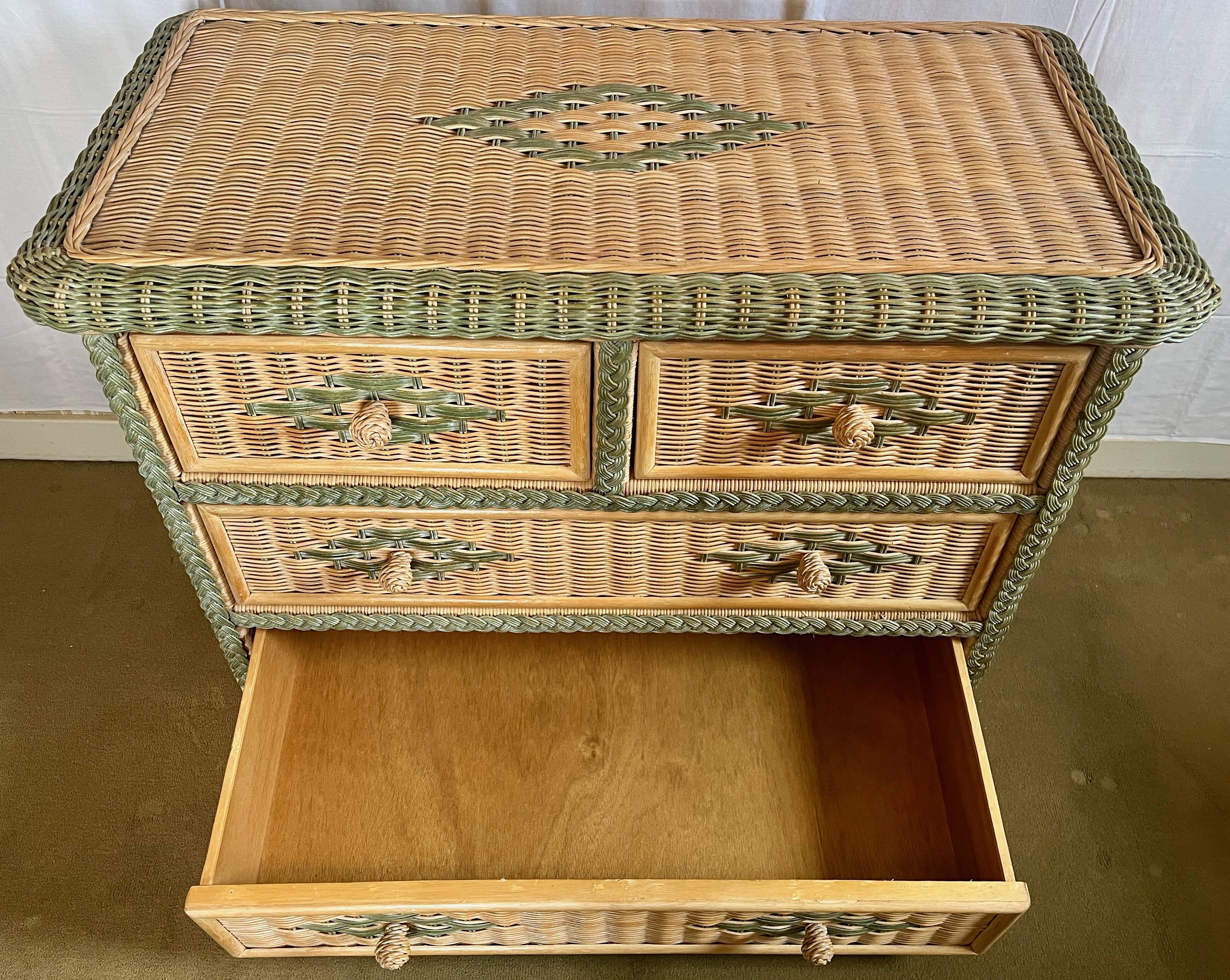 Vintage wicker chest of drawers, 80s/90s.