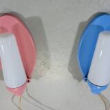 Set of 2 Wall lamps pink & blue 1950’s