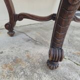Louis XV style game table in solid oak and richly decorated marble