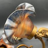 Set of 3 Glass Paste and Brass Wall Lights Signed Vianne Art Nouveau