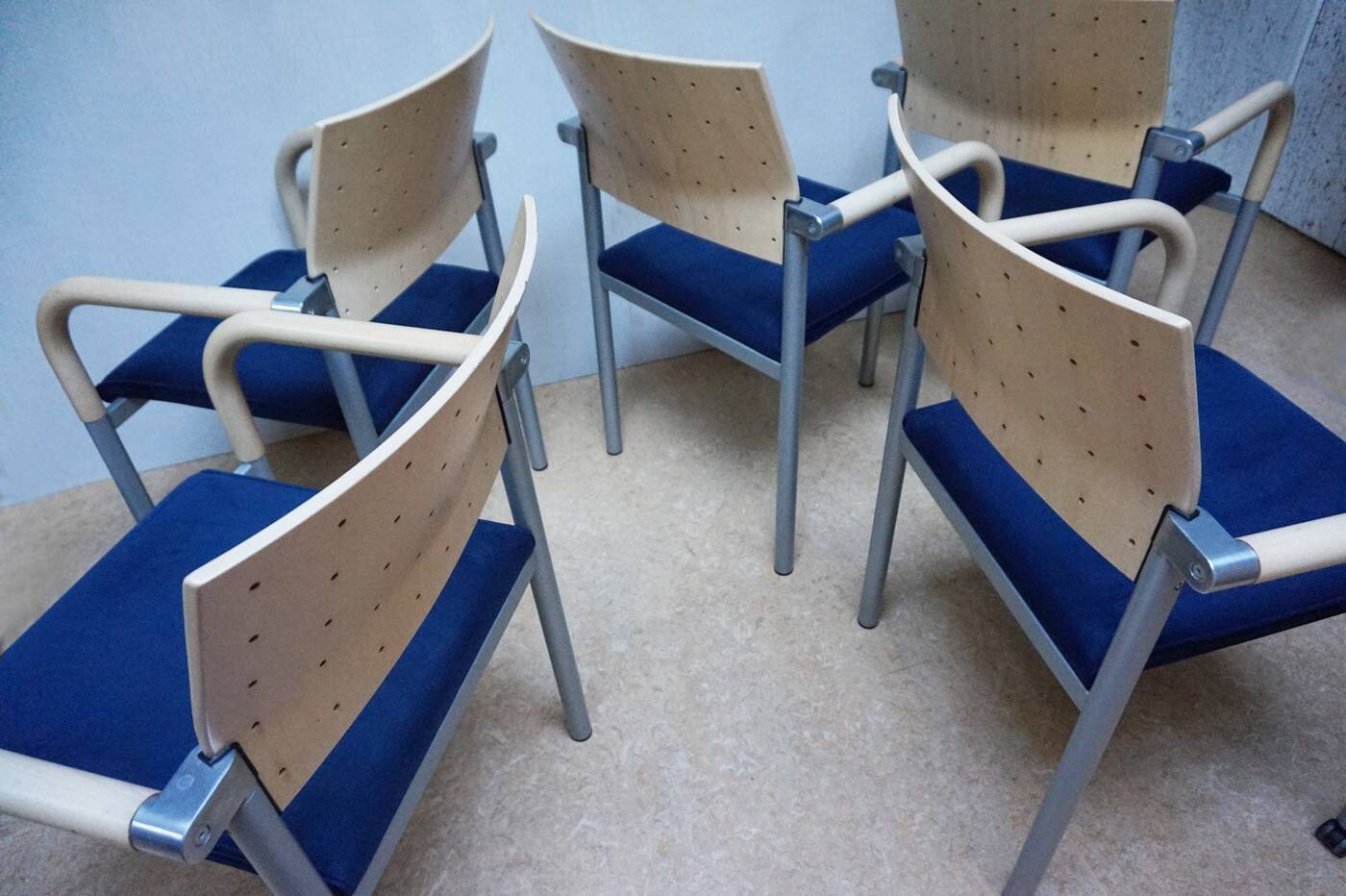 Set of 5 dining or conference chairs by Wiesner Hager and designed by Arge2