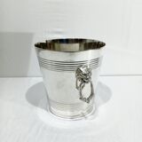 Seau à champagne en métal argenté, tête de lion