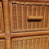 Rattan bamboo chest of drawers 1970 vintage