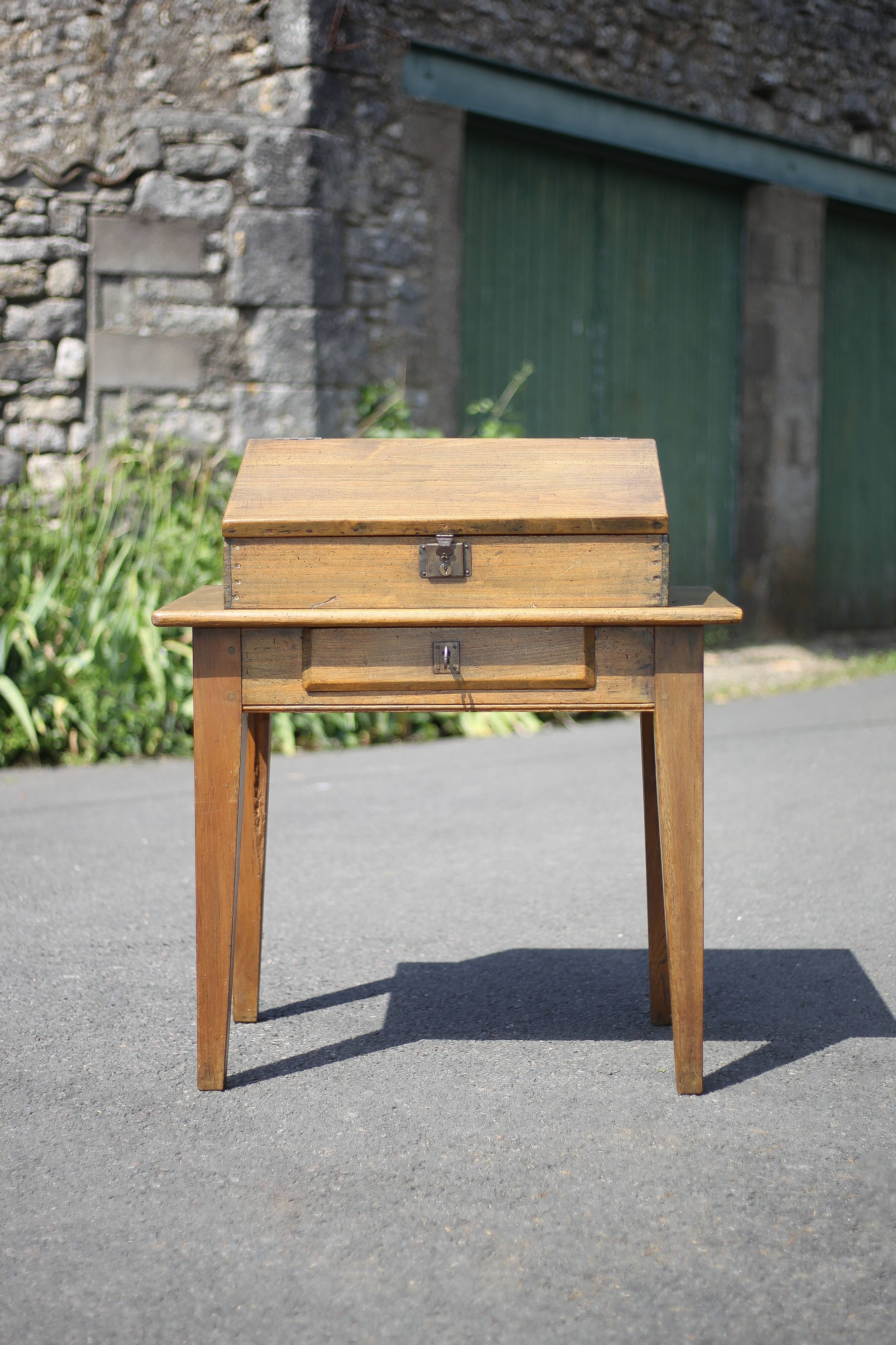 Vintage wooden writing desk, vintage wooden desk, desk secretary, wooden furniture, decoration
