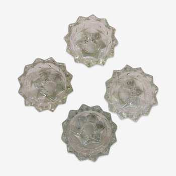 Set of 4 glass candle holders, star shape