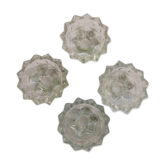 Set of 4 glass candle holders, star shape