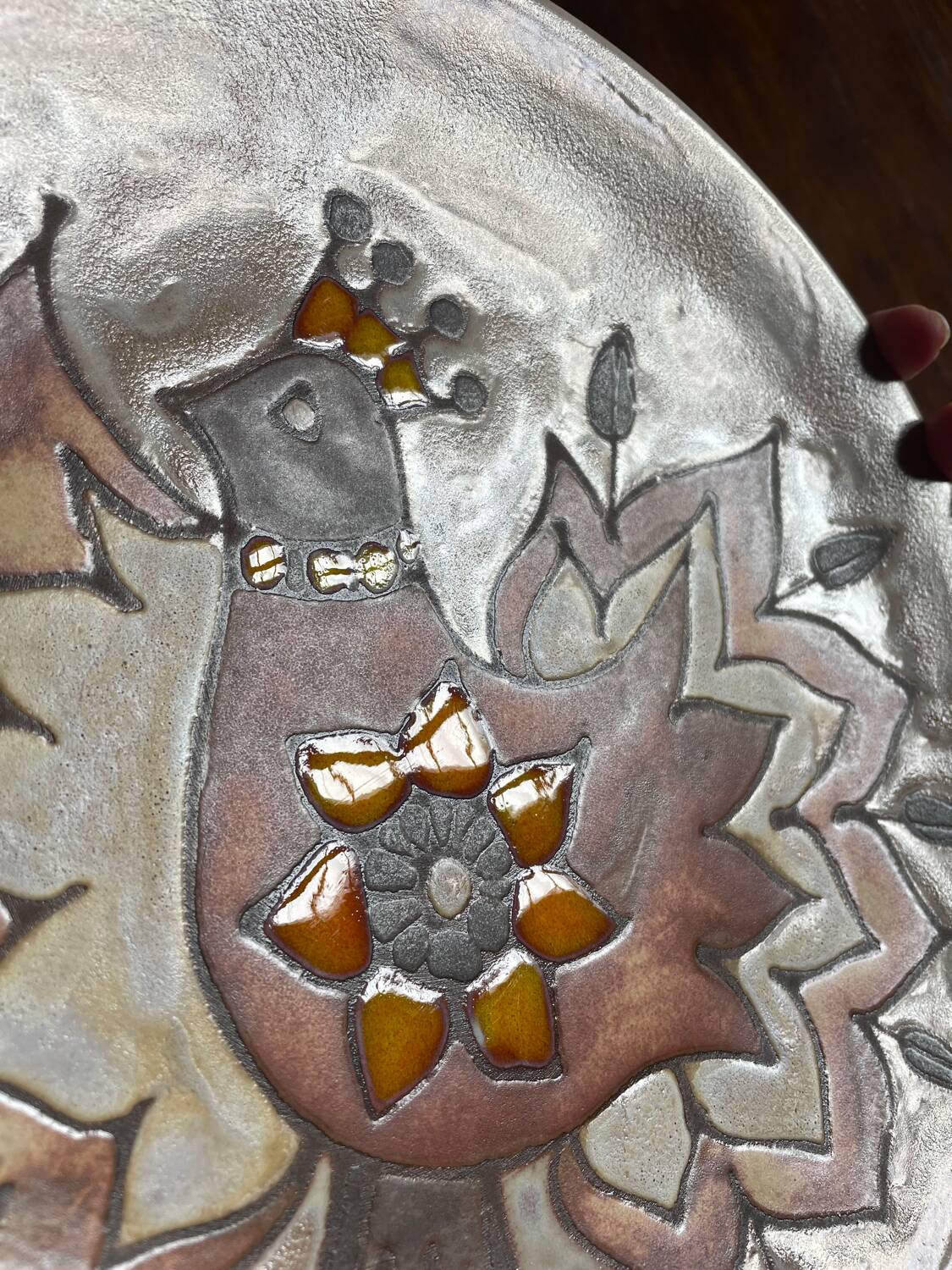 JG Picard Vallauris vintage enamelled ceramic dish from the 60s