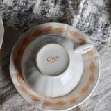 Pair of vintage Gien wheat pattern breakfast cups