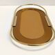 Oval 24k Gold Plated and Bronzed Pink Mirrored Tray by Umberto Mascagni