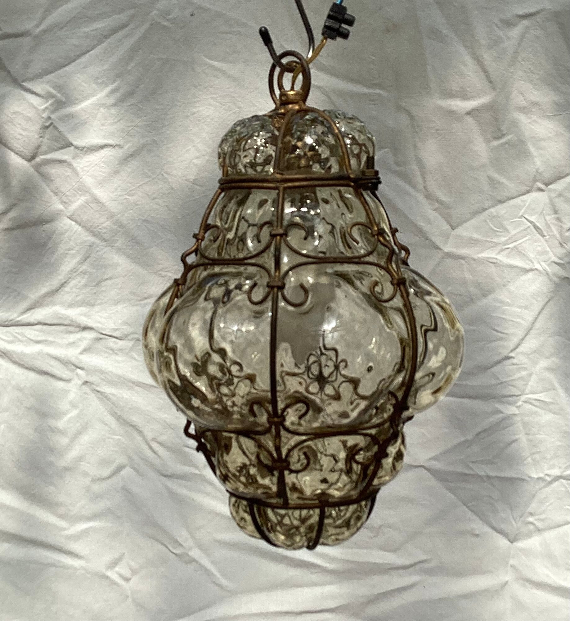 Lantern cage in blown glass style Murano dimension: H-28cm- D-18cm-