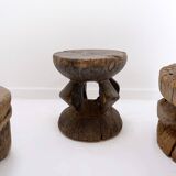 4 tabourets africains en bois sculpté