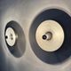 Mid-century design disc lamp, 1970s attributed to Charlotte Perriand for Les Arcs, set of 2