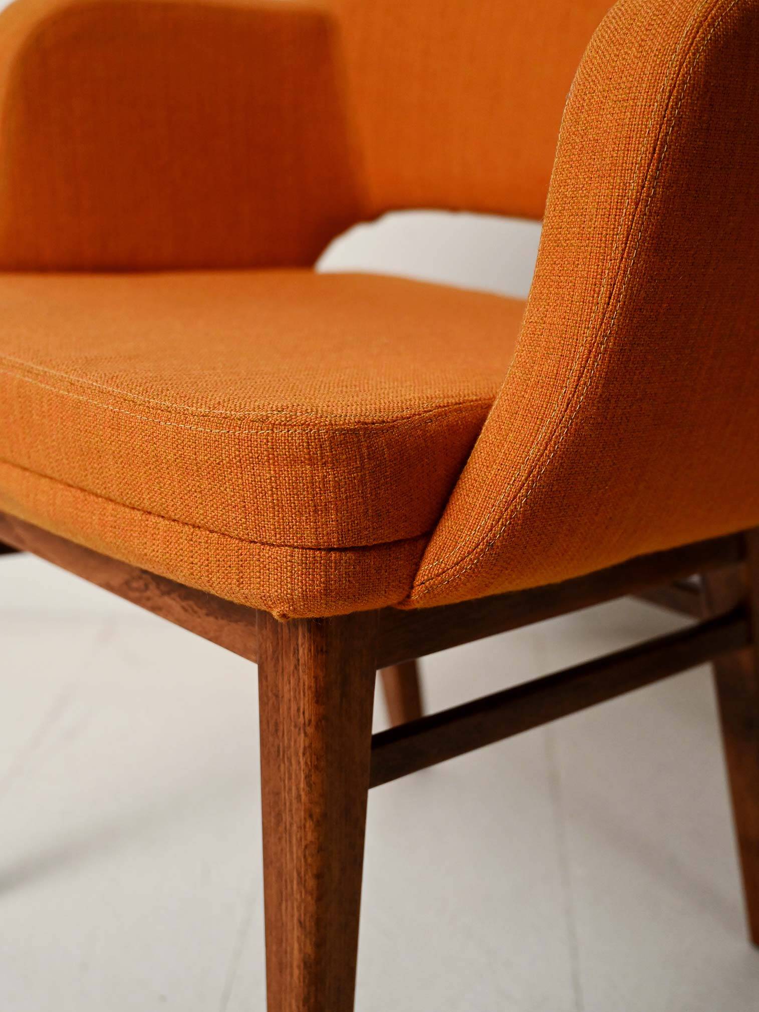 Pair of orange Oslosund armchairs by Kinnarps, 1950s