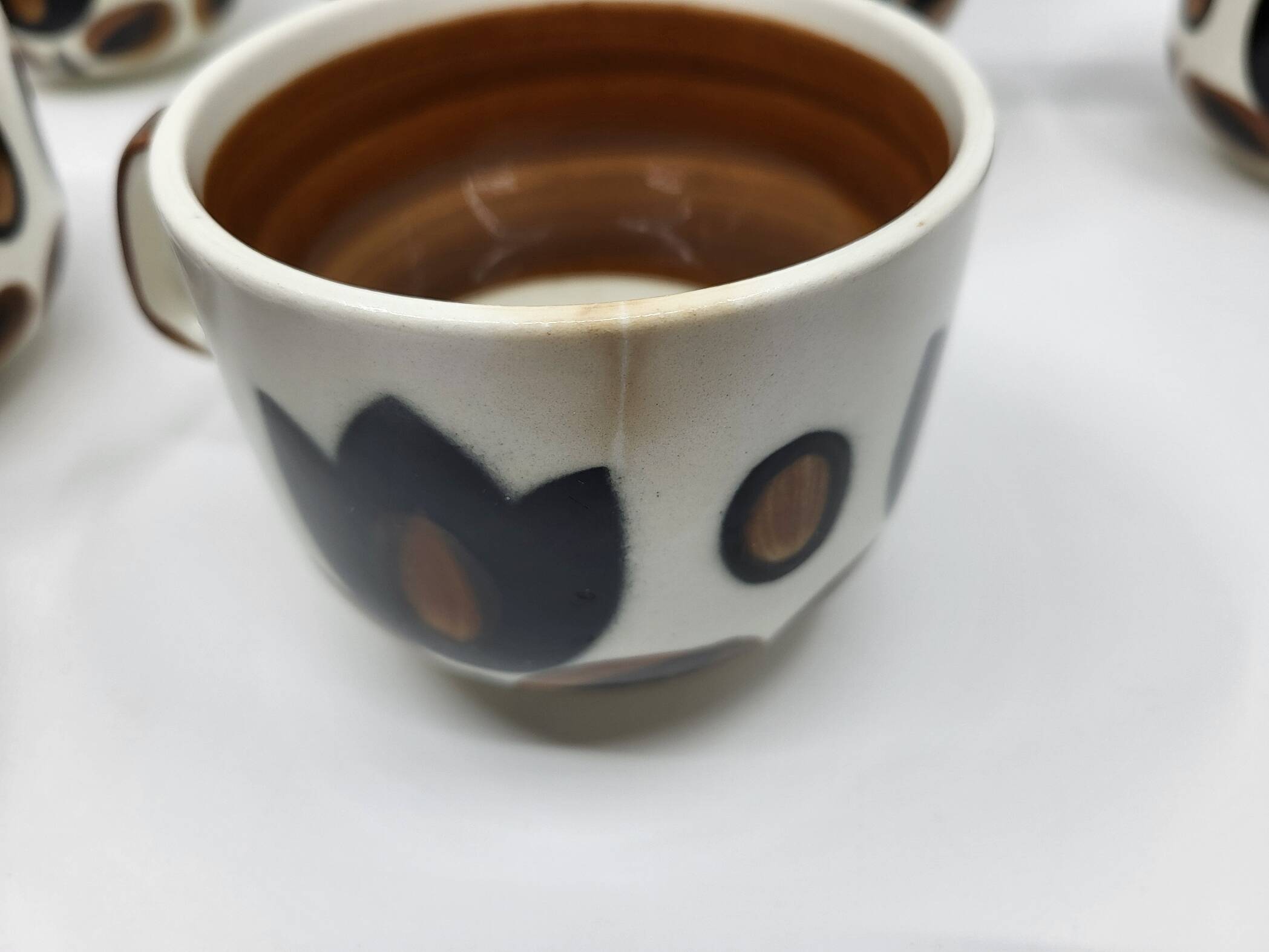 Boch la Louvière tea set, Kimono series, earthenware, Belgium 1970