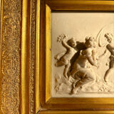 Marble bas-relief tableau of Putti