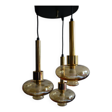 RAAK smoked glass chandelier from the 1970s.
