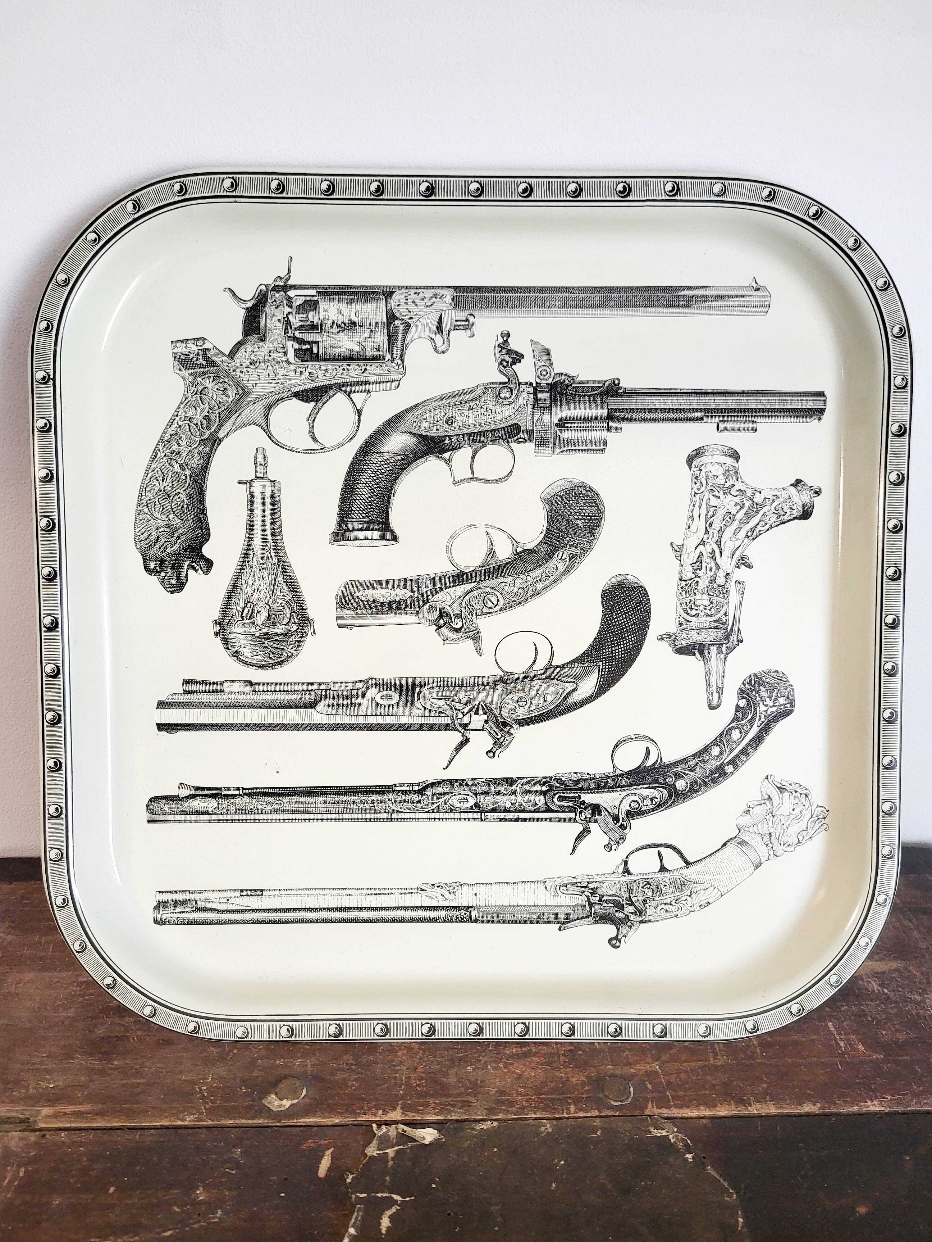 Plateau de service en métal, Piero Fornasetti, Italie, 1960