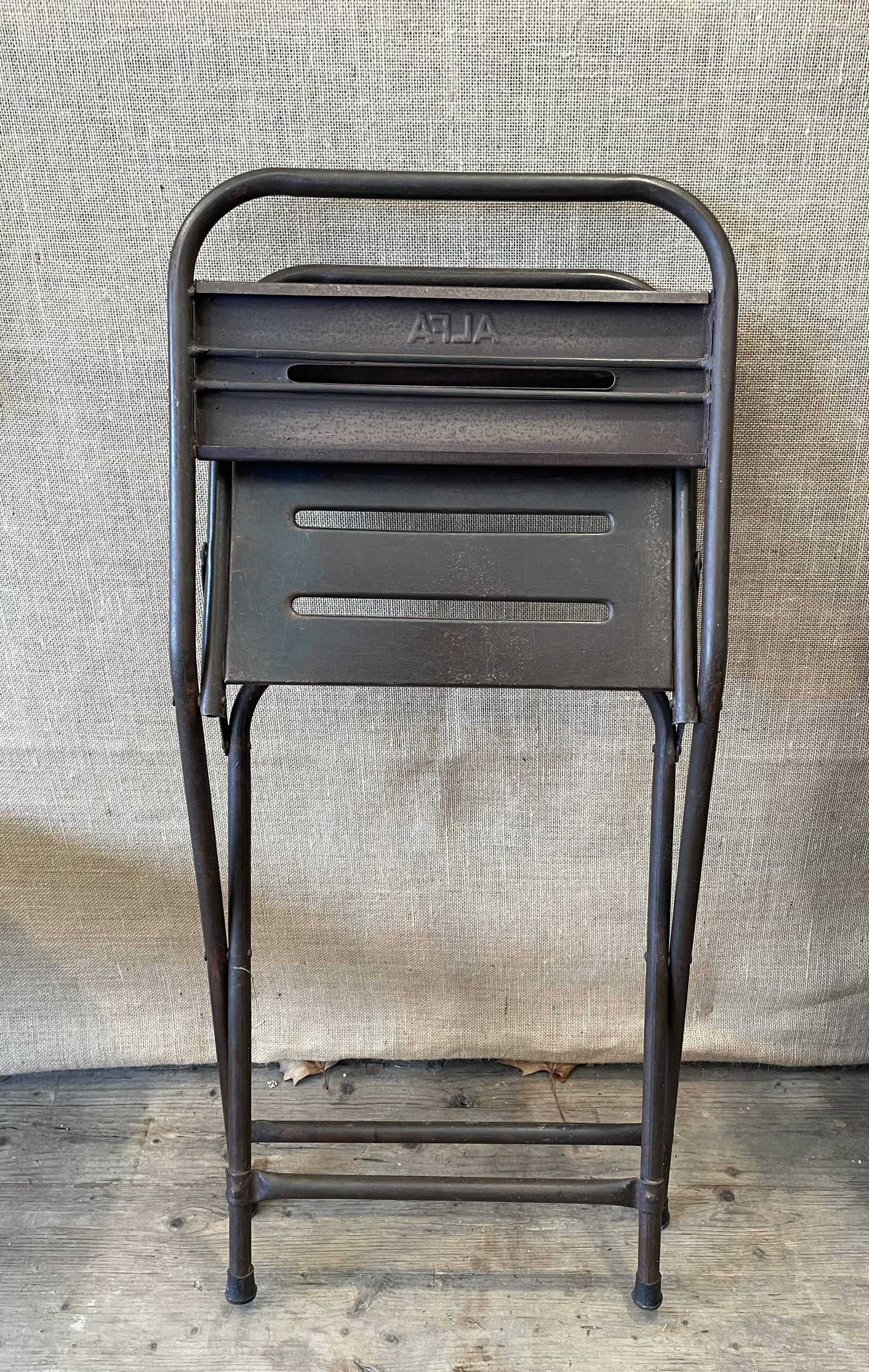Folding industrial metal chair