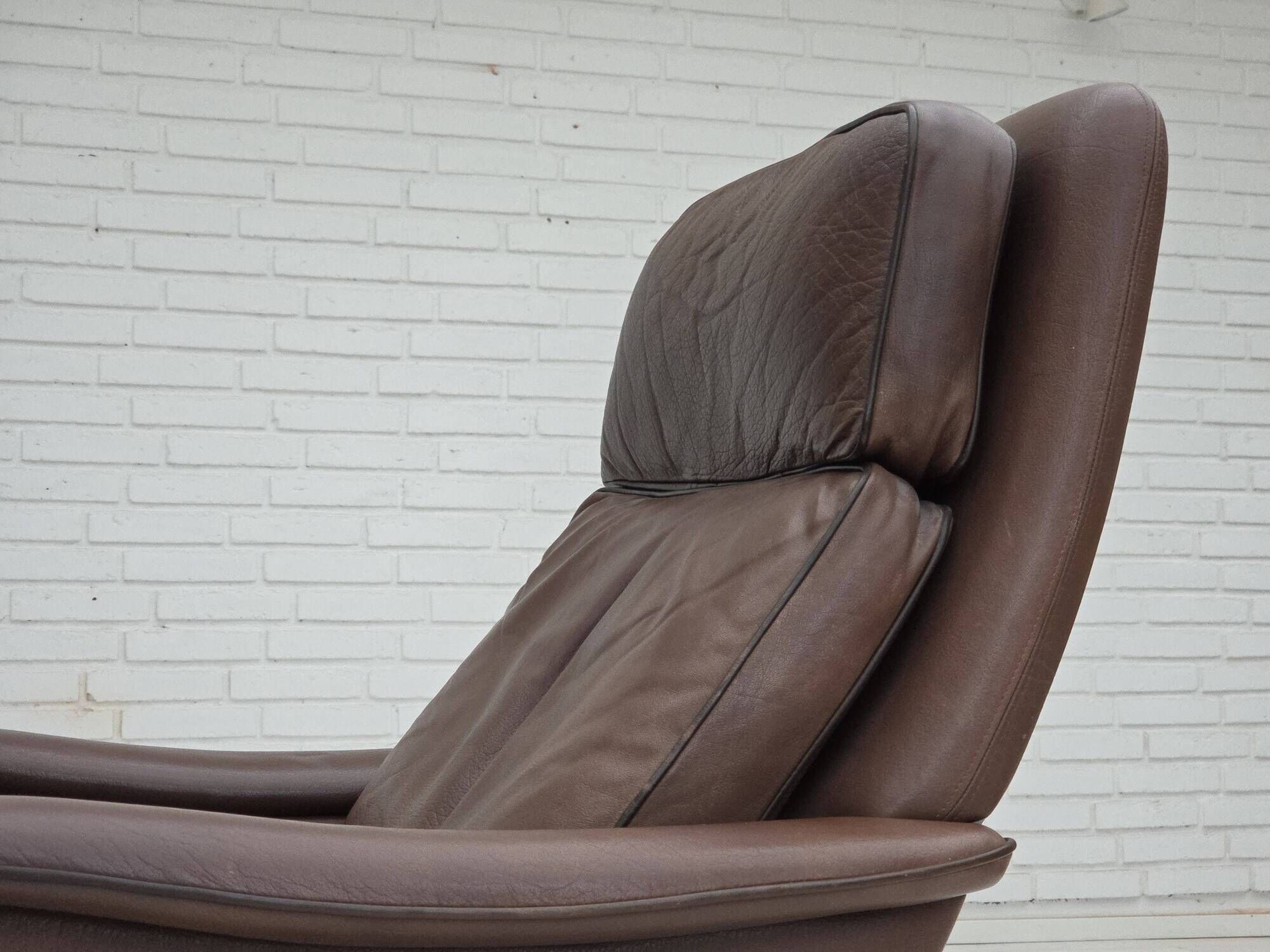 1970s, Danish swivel armchair with footstool by Madsen & Schubel.