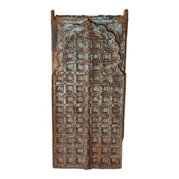 Porte ancienne en bois avec croisillons
