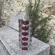 Transparent glass vase and burgundy design and vintage 1970