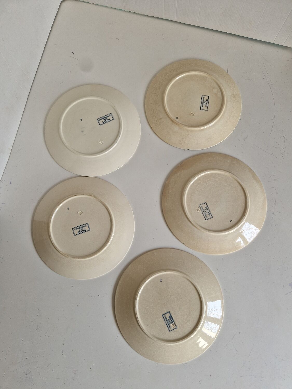 Set of 5 Flat Plates Sarreguemines Model Royat
