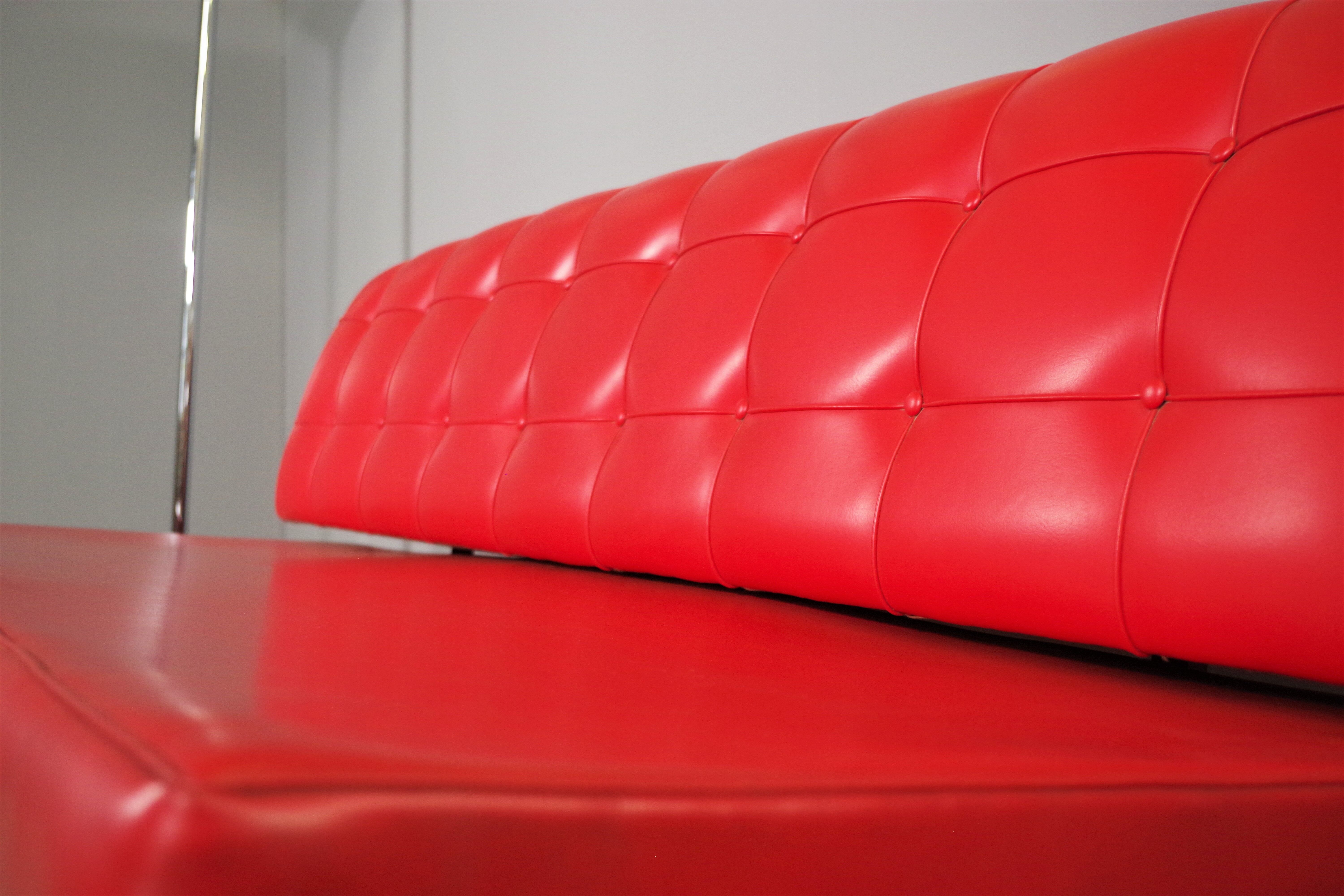Red leatherette sofa, 1970s