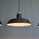 Set of 3 industrial pendant lights in anthracite enameled sheet metal