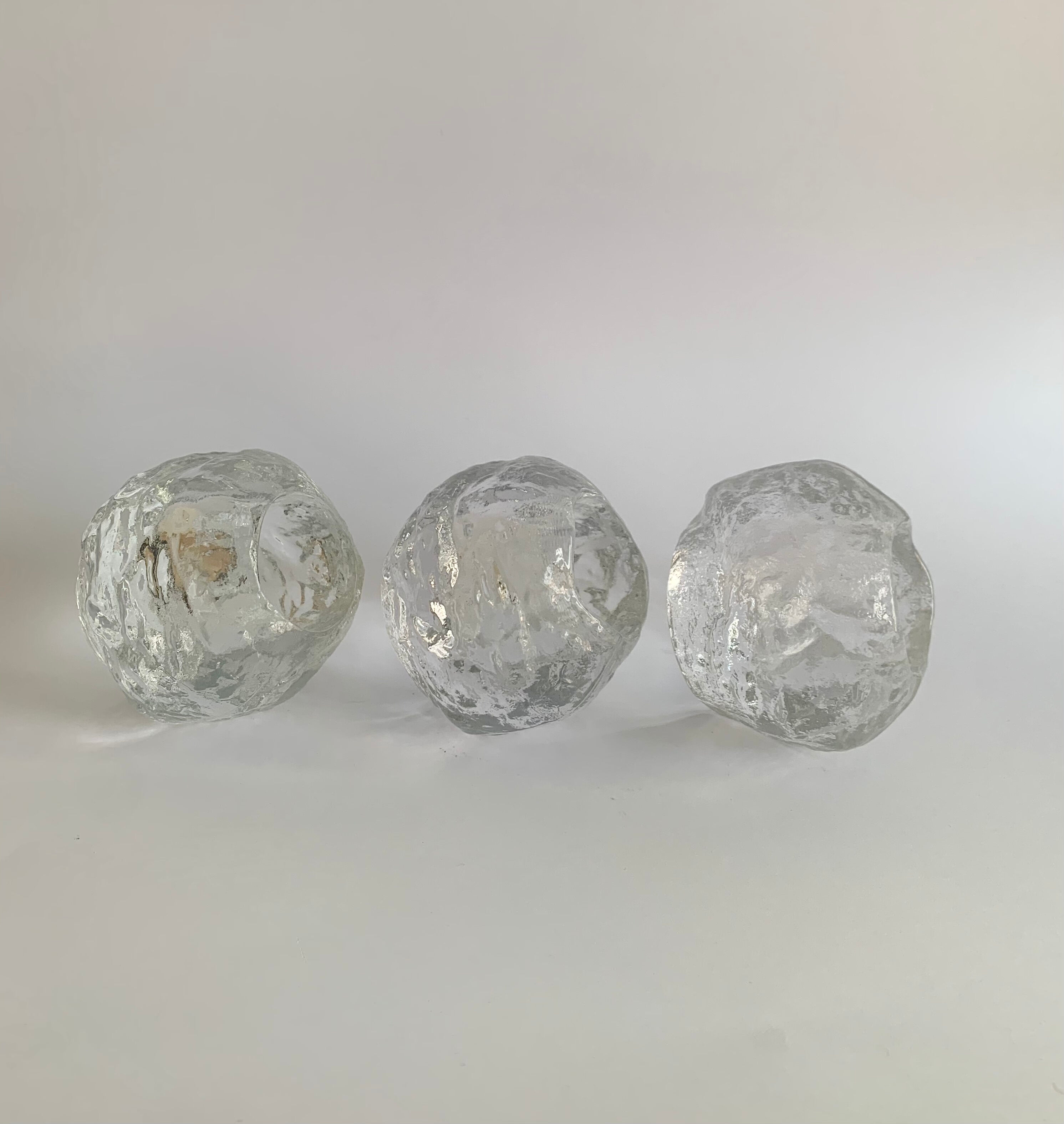 Set of 3 Candleholders, Kosta Boda, Sweden, 1970s