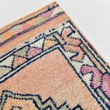 3x11 Pastel Salmon & Pink Runner, Natural Wool Runner Rug, 87x342 Cm